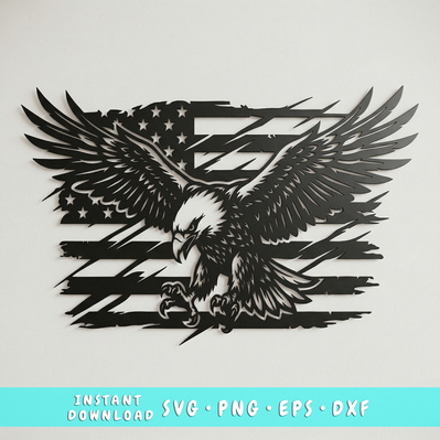 Patriotic Eagle Flag SVG | American Eagle Metal Wall Art 
