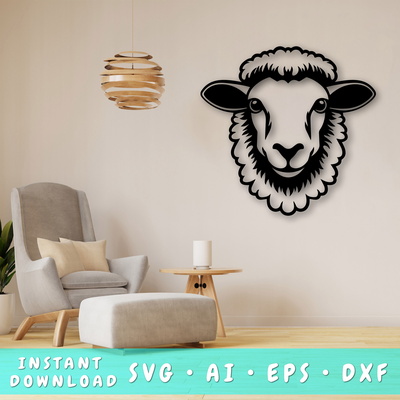 Sheep Laser SVG Cut File, Sheep Glowforge File, Sheep DXF - HappyDesignStudio - 001