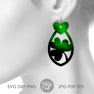 St Patrick's day earring SVG, teardrop earrings - Artisan Craft - 002