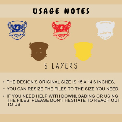 250 Years of Freedom Multilayer SVG, Patriotic Eagle Layered - HappyDesignStudio - 002