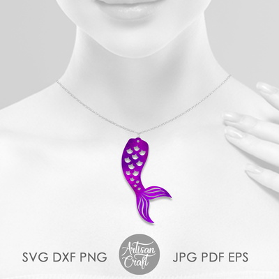 美人魚尾巴耳環svg裁剪文件 - Artisan Craft - 004