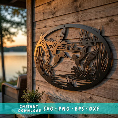 Duck Hunting Metal Sign SVG | Duck Scene Plasma CNC File 