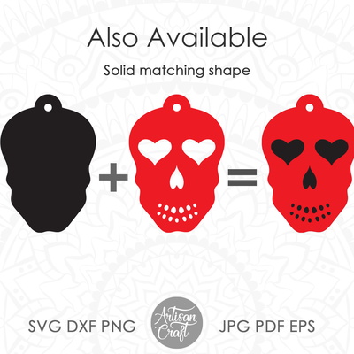 Sugar Skull earrings with hearts  - Artisan Craft - 003