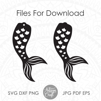 美人魚尾巴耳環svg裁剪文件 - Artisan Craft - 006