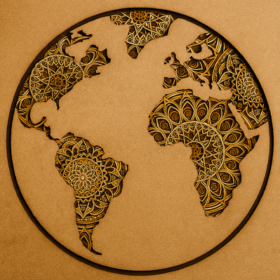 Multilayer GLOBE Laser Cut and Paper Cut Template - LaserCutano - 003