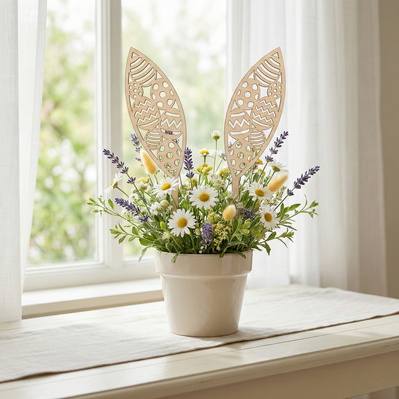 Bunny Ears Laser Cut SVG Bundle – 12 Easter Centerpiece SVG - HappyDesignStudio - 004