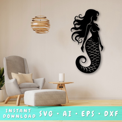 美人魚雷射 svg 切割檔、美人魚 glowforge 文件 - HappyDesignStudio - 001