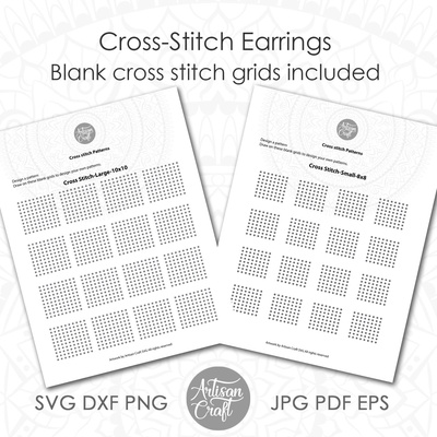 Cross stitch earrings cut files with patterns  - Artisan Craft - 006