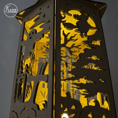 萬聖節燈籠 5 件套 | 雷射切割燭台 svg - LaserCutano - 004