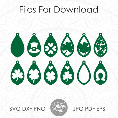 St Patrick' day earring SVG, Shamrock earrings - Artisan Craft - 002