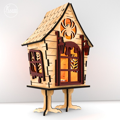 雷射切割萬聖節燈籠套裝（3 種設計）- 女巫小屋 - LaserCutano - 004