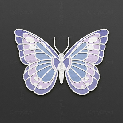 蝴蝶，曼陀羅蝴蝶，3d 分層 svg dxf png 文件 - CraftyKittyArt - 002