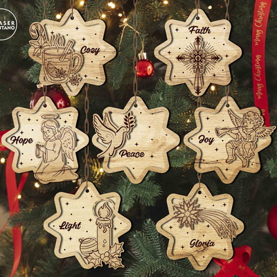 Christmas Ornaments with Inspirational Words - LaserCutano - 002