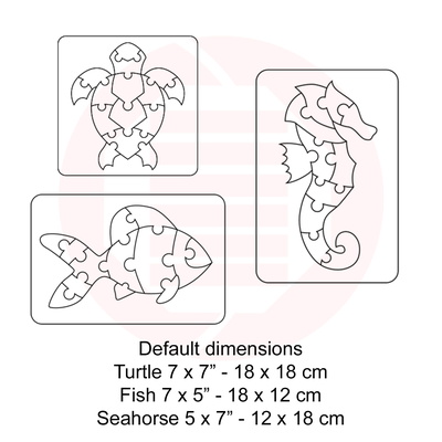 Laser cut Sea animals puzzle wooden puzzle diy crafts gift - Daniel San - 002