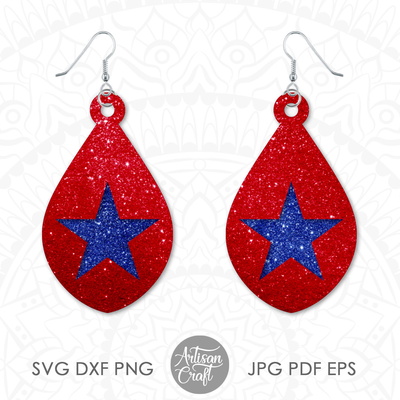 American flag earrings SVG, fourth of July earrings, USA  - Artisan Craft - 008