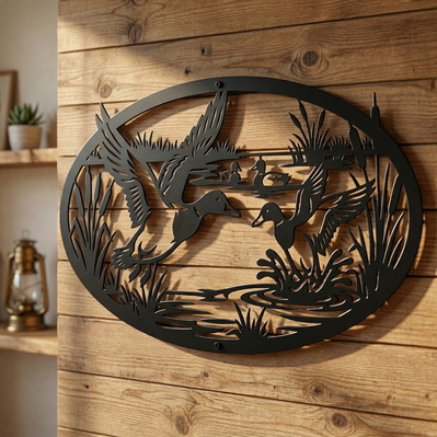 Duck Hunting Metal Sign SVG | Duck Scene Plasma CNC File  - HappyDesignStudio - 003