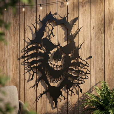 Skull Breaking Through Wall SVG, Horror Skull Laser Cut File - HappyDesignStudio - 003