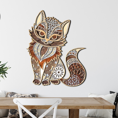 Kitty 多層牆藝術，家居裝飾貓模板 - LaserCutano - 001