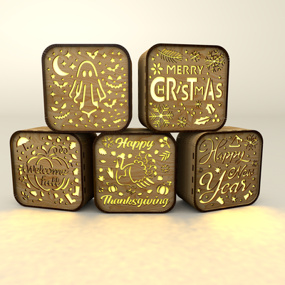 Holiday Shadow Box Lanterns — 5 in 1 - Laser Cut Designs - LaserCutano - 003