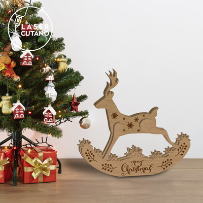 鹿聖誕套裝多層切割文件，家居裝飾 - LaserCutano - 003