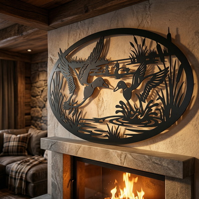 Duck Hunting Metal Sign SVG | Duck Scene Plasma CNC File  - HappyDesignStudio - 004