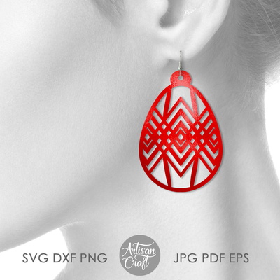 復活節耳環 svg 顯示帶有幾何藝術的複活節彩蛋 - Artisan Craft - 002