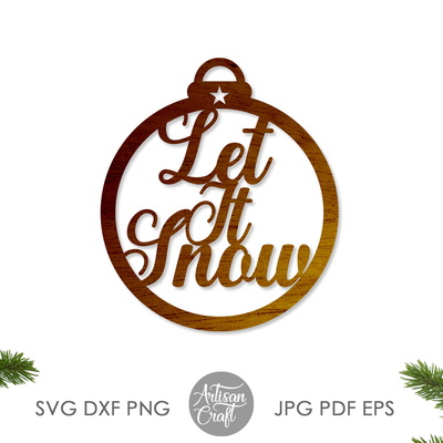 讓它下雪聖誕飾品，單線 svg，雷射切割