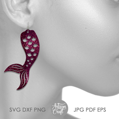 美人魚尾巴耳環svg裁剪文件 - Artisan Craft - 003