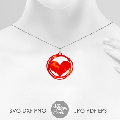 Heart Earring SVG with Messy circles  - Artisan Craft - 003