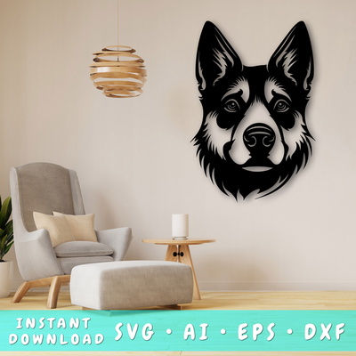 Norwegian Elkhound Laser SVG, Norwegian Elkhound DXF - HappyDesignStudio - 001