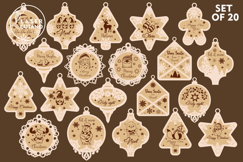 Christmas Tree Ornaments Bundle Christmas Tree Ornaments Bundle - LaserCutano - 003