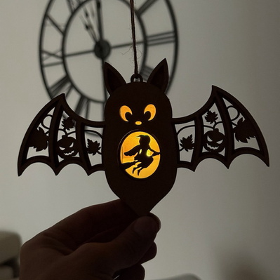 Bat Candle Holder SVG | Halloween Lantern Laser Cut File  - LaserCutano - 002