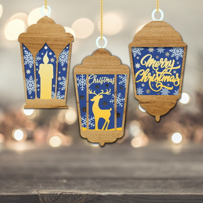 Christmas Ornaments Set Lanterns - LaserCutano - 002