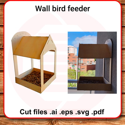 Laser cut Wall bird feeder SVG template woodwork DIY crafts - Daniel San - 001