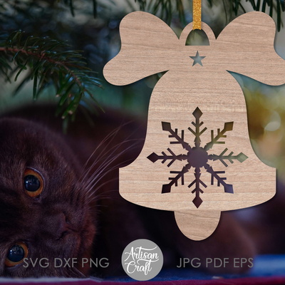 鈴鐺聖誕飾品，svg，單線 svg - Artisan Craft - 004