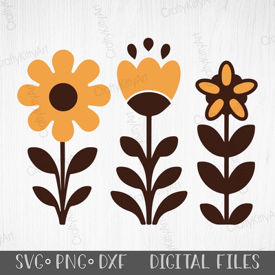 Farm Sunflower Flower Clipart bundle. SVG DXF PNG files