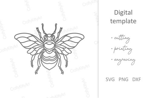Bee. Honey Bee. Bumblebee. Bumble Bee. SVG DXF PNG files Bee. Honey Bee. Bumblebee. Bumble Bee. SVG DXF PNG files - CraftyKittyArt - 001