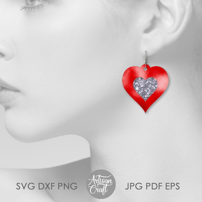 Heart earrings SVG, Valentine Earrings SVG  - Artisan Craft - 003