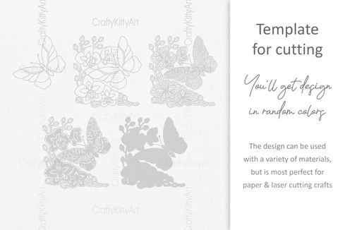 Mandala Butterfly & Flowers, 3D layered SVG DXF PNG files Mandala Butterfly & Flowers, 3D layered SVG DXF PNG files - CraftyKittyArt - 001