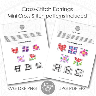 Cross stitch earrings cut files with patterns  - Artisan Craft - 003