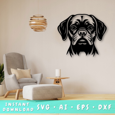 Puggle Laser SVG  - HappyDesignStudio - 001