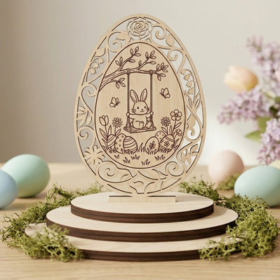 Easter Egg Stand SVG Bundle, 5 Easter Bunny Laser Cut Files - HappyDesignStudio - 006