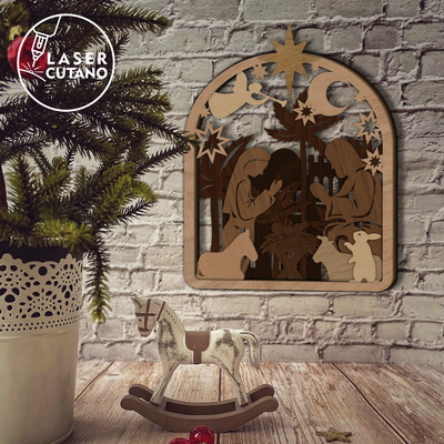 聖誕節耶穌誕生場景模板 - LaserCutano - 002