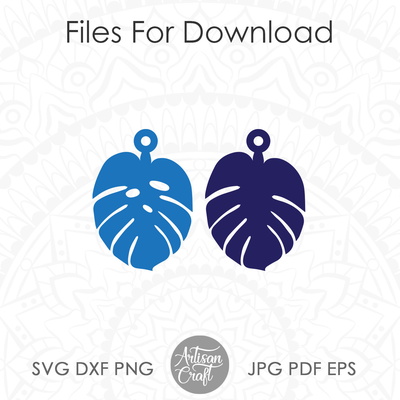 龜背竹耳環 svg，龜背竹葉耳環，夏季耳環 - Artisan Craft - 004