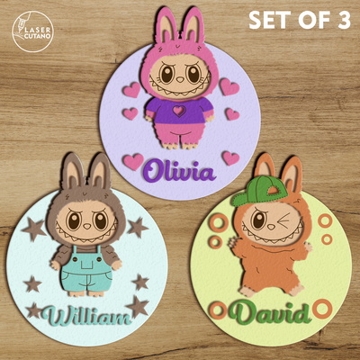 Labubu Character Personalized Kids Wall Art - LaserCutano - 005