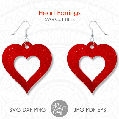 Heart earrings SVG, Valentine Earrings SVG  - Artisan Craft - 005