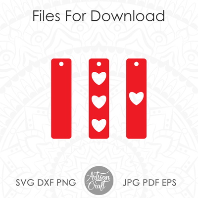 Bar earrings, SVG, Heart earrings - Artisan Craft - 003