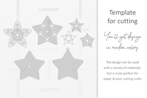 Christmas Star Ornament, 3D layered SVG DXF PNG files Christmas Star Ornament, 3D layered SVG DXF PNG files - CraftyKittyArt - 001