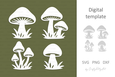 Mushroom Laser Paper cutting SVG: Wild forest mushrooms Mushroom Laser Paper cutting SVG: Wild forest mushrooms - CraftyKittyArt - 001