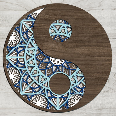 MANDALA YIN YANG Laser Cut Template - LaserCutano - 002